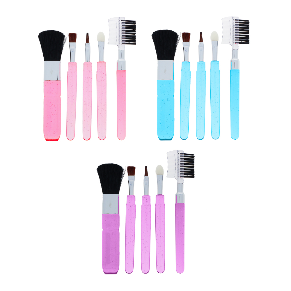 ЮНИLOOK Набор кистей для макияжа 5шт, пластик, синтетич.нейлон, 11см, арт.№ 305-361