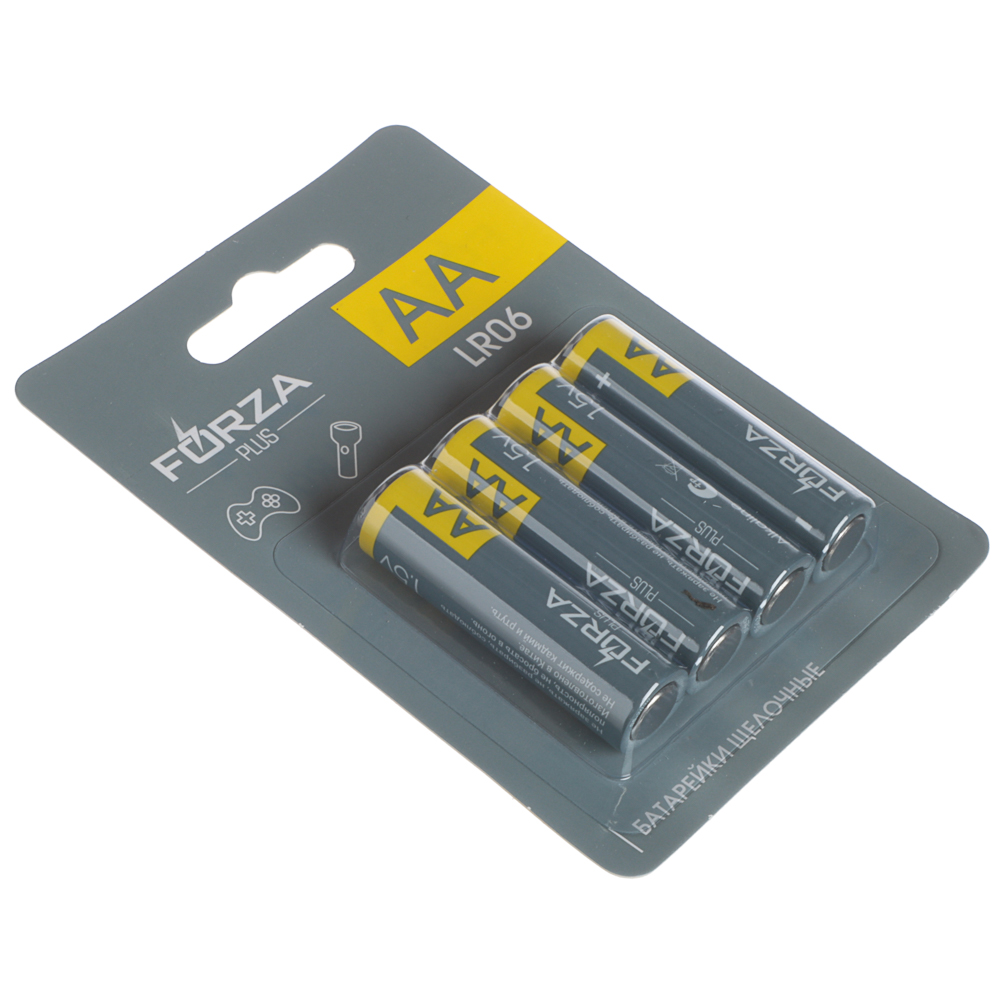 Батарейки AA FORZA (LR06) 4шт в блистере, щелочные 1.5V, арт.№ 917-119