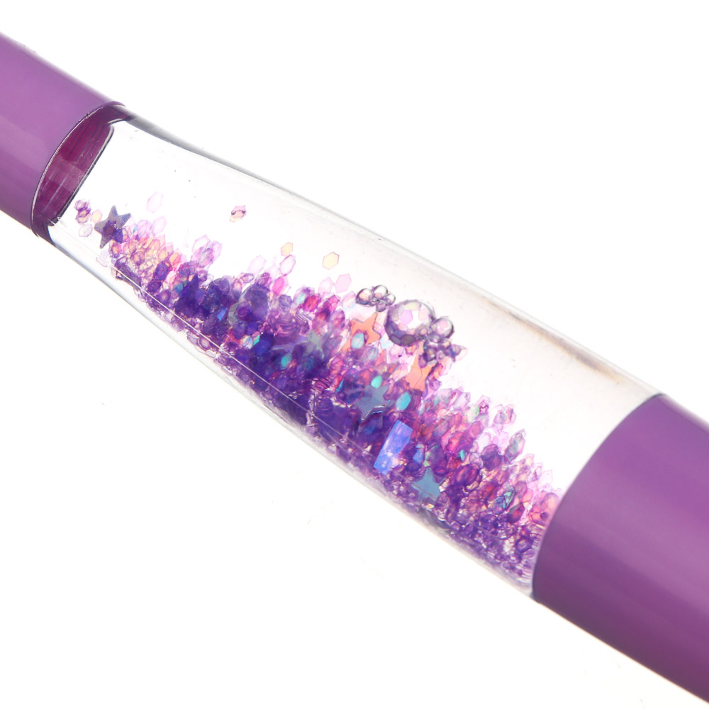 Ручка шариковая синяя, фигурный наконечник, подсветка и блестки в корпусе 17-18см, пластик, 4 диз., арт.№ 591-018