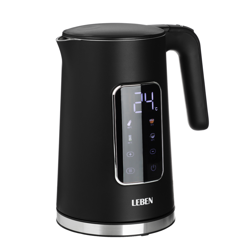 BY Русские Супергерои Чайник электрический, 1,7 л, 1850 Вт, c дисплеем, нерж.сталь, пластик, черный, арт.№ 291-131