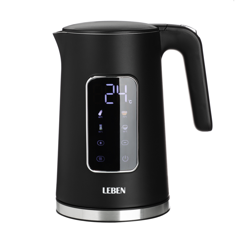 BY Русские Супергерои Чайник электрический, 1,7 л, 1850 Вт, c дисплеем, нерж.сталь, пластик, черный, арт.№ 291-131