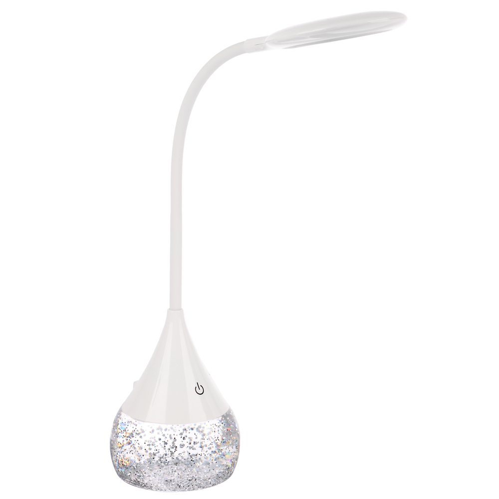 Светильник переносной настольный BY Глиттер,16LED,5Вт,300Лм,RGB,USB-C 5В,каб.1м, дим., пластик,белый, арт.№ 476-451