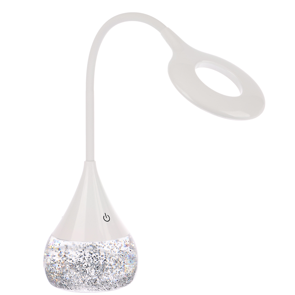 Светильник переносной настольный BY Глиттер,16LED,5Вт,300Лм,RGB,USB-C 5В,каб.1м, дим., пластик,белый, арт.№ 476-451