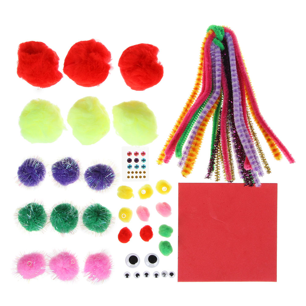 ХОББИХИТ Набор для творчества "Животные из помпонов", полиэстер, пластик, 16,2х18,2х3см, арт.№ 287-351