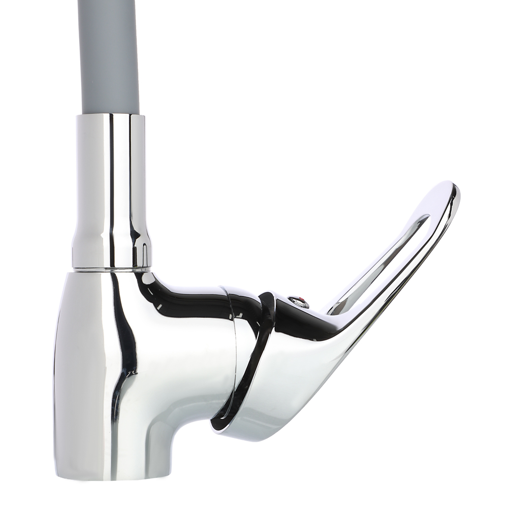 RAIN Смеситель для кухни Веста, гибкий излив, картридж 40мм, латунь, серый/хром, арт.№ 561-008