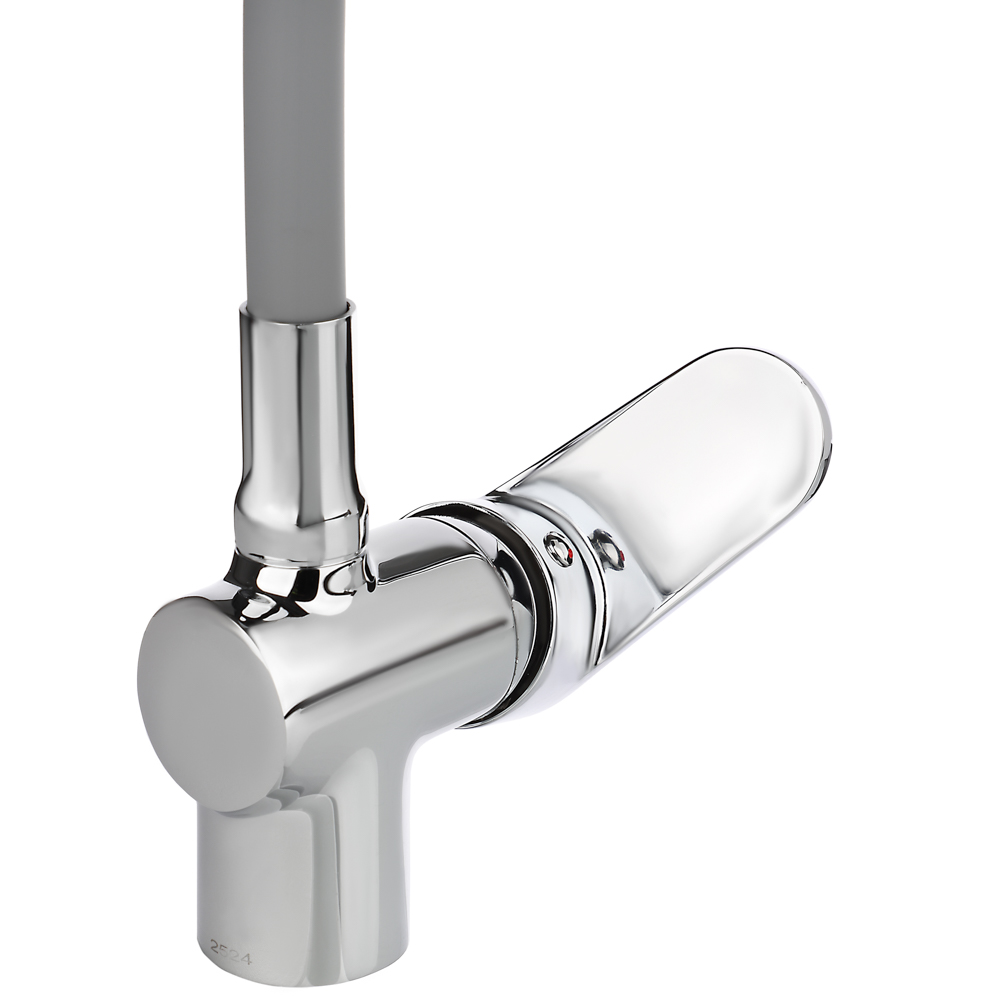 RAIN Смеситель для кухни Веста, силиконовый излив, 3 режима, картридж 40мм, латунь, серый/хром, арт.№ 561-010