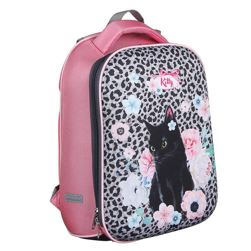 Рюкзак детский жесткий, 38x30x20см, 2 отделения, 2 кармана, эргономичная спинка, полиэстер, 4 диз., арт.№ 254-389