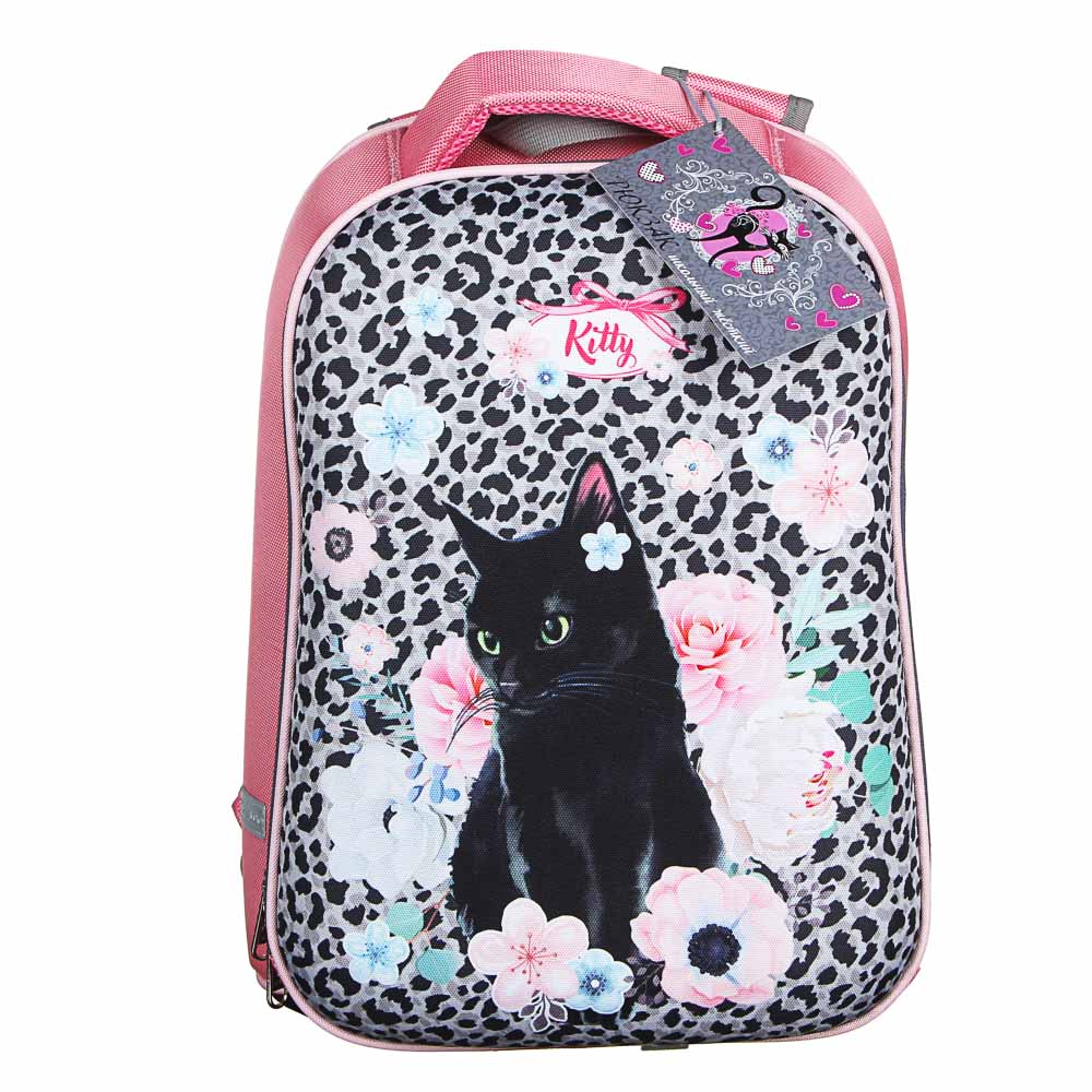 Рюкзак детский жесткий, 38x30x20см, 2 отделения, 2 кармана, эргономичная спинка, полиэстер, 4 диз., арт.№ 254-389