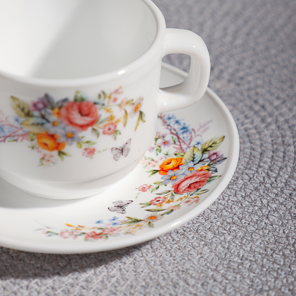 MILLIMI Дарина Чайная пара (чашка 250мл., блюдце 15см) опаловое стекло, 18136, арт.№ 818-324