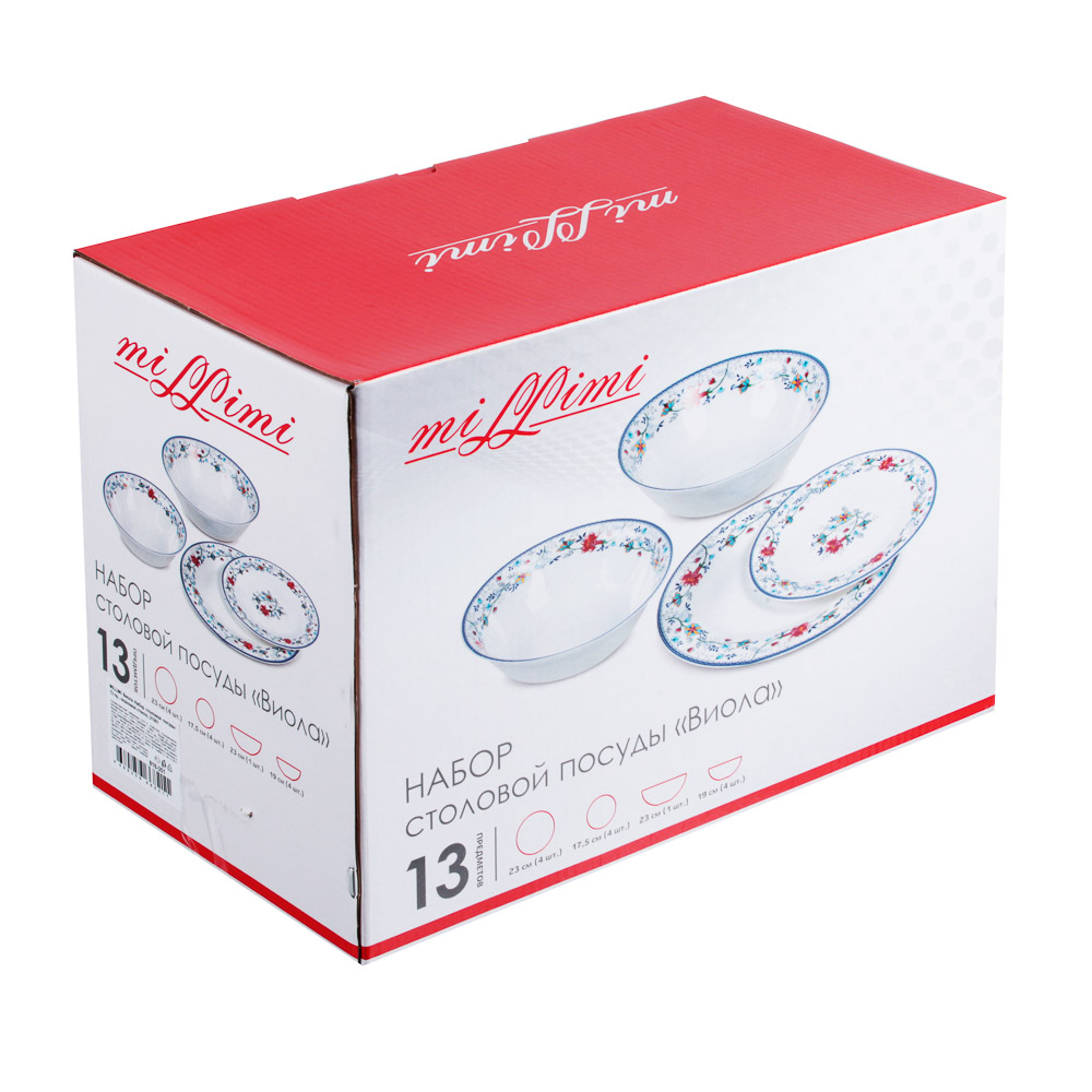 MILLIMI Виола Набор столовой посуды 13 пр., опаловое стекло, 21001, арт.№ 818-351