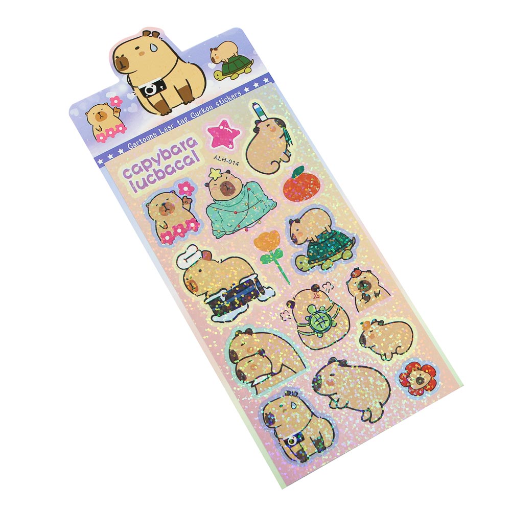 Набор наклеек "Капибара" 10х22,5см, ПВХ, микс 10 дизайнов, арт.№ 557-093