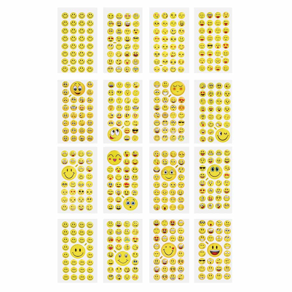 Набор наклеек "Смайл" 10х24см, объёмные, ПВХ, микс 16 дизайнов, арт.№ 557-095