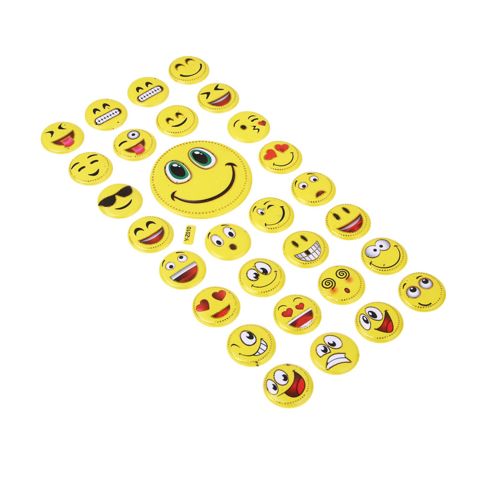 Набор наклеек "Смайл" 10х24см, объёмные, ПВХ, микс 16 дизайнов, арт.№ 557-095