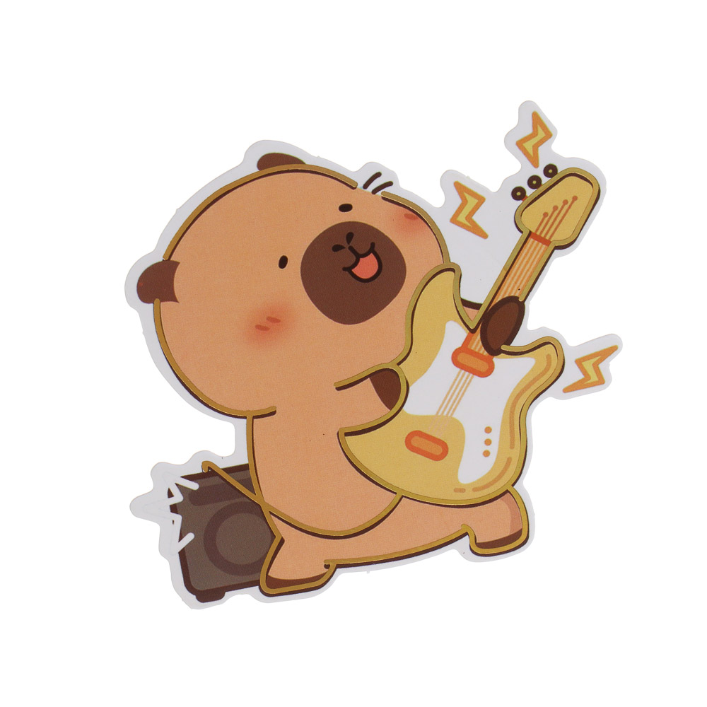 Набор канцелярский "Капибара", наклейки 4 листа, линейка 15см, брелок, пластик, бумага, 6 дизайнов, арт.№ 557-097