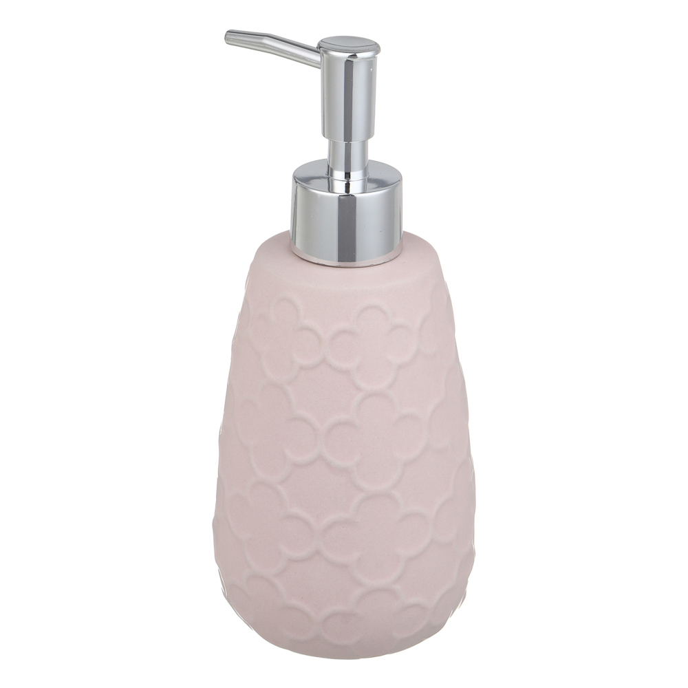 VETTA Дозатор для жидкого мыла, керамика, 300 мл, 8x8x18,5 см, Оливия, персиковый, арт.№ 478-186
