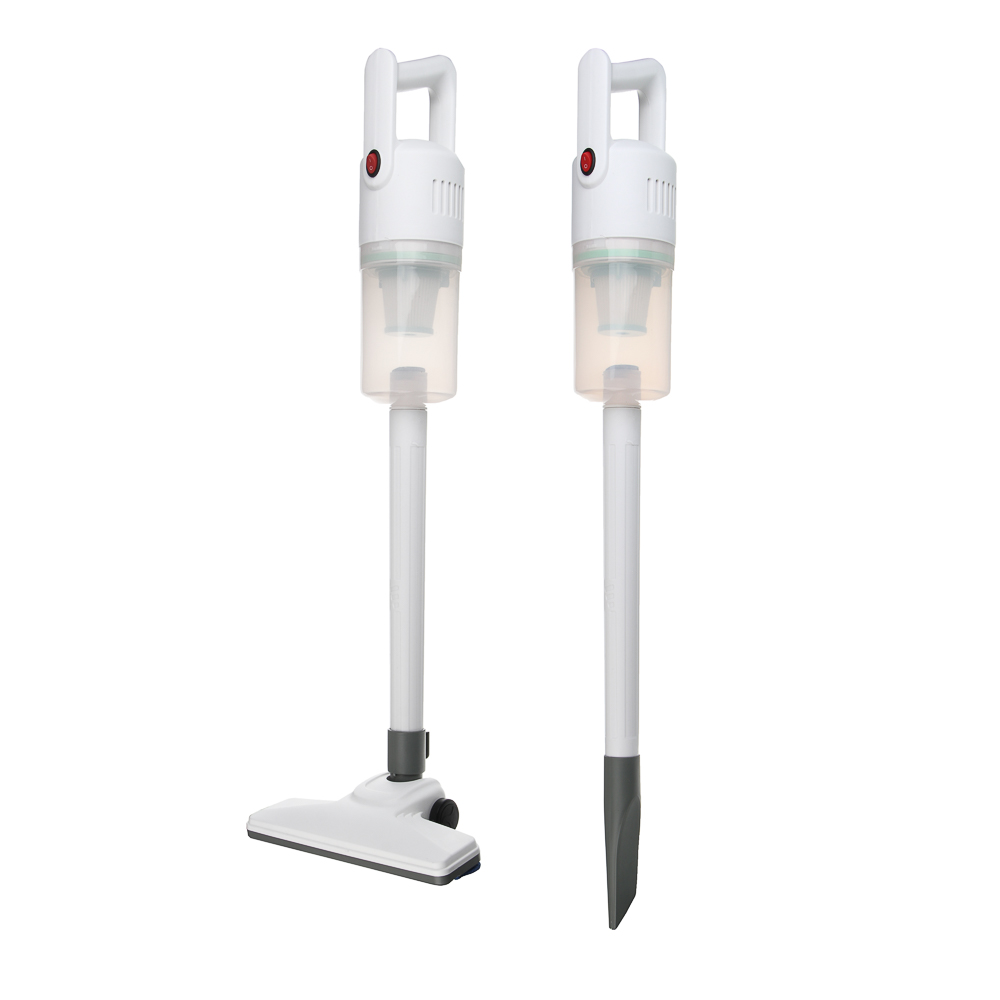 LEBEN Пылесос беспроводной, 100Вт, 7.4В/2300 мАч, 2 насадки, Hepa фильтр, 0,85л, пластик, белый, арт.№ 784-017