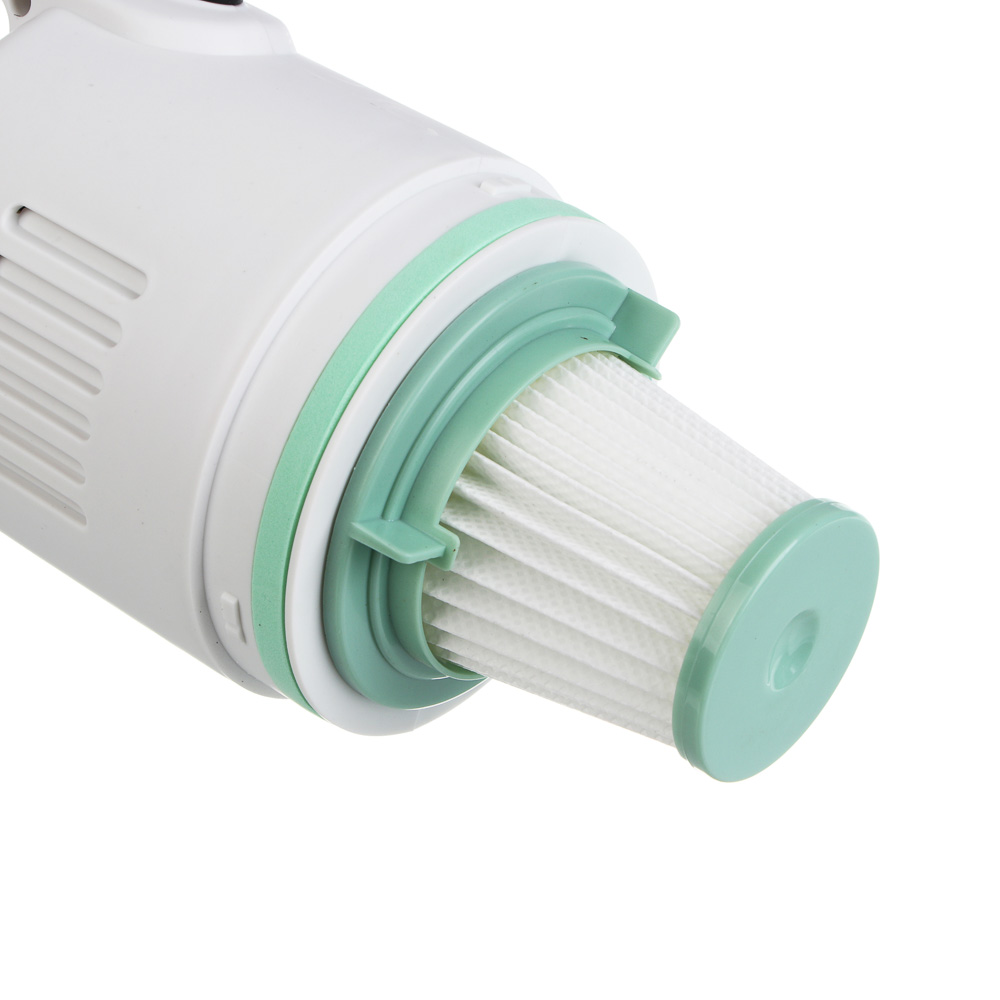 LEBEN Пылесос беспроводной, 100Вт, 7.4В/2300 мАч, 2 насадки, Hepa фильтр, 0,85л, пластик, белый, арт.№ 784-017