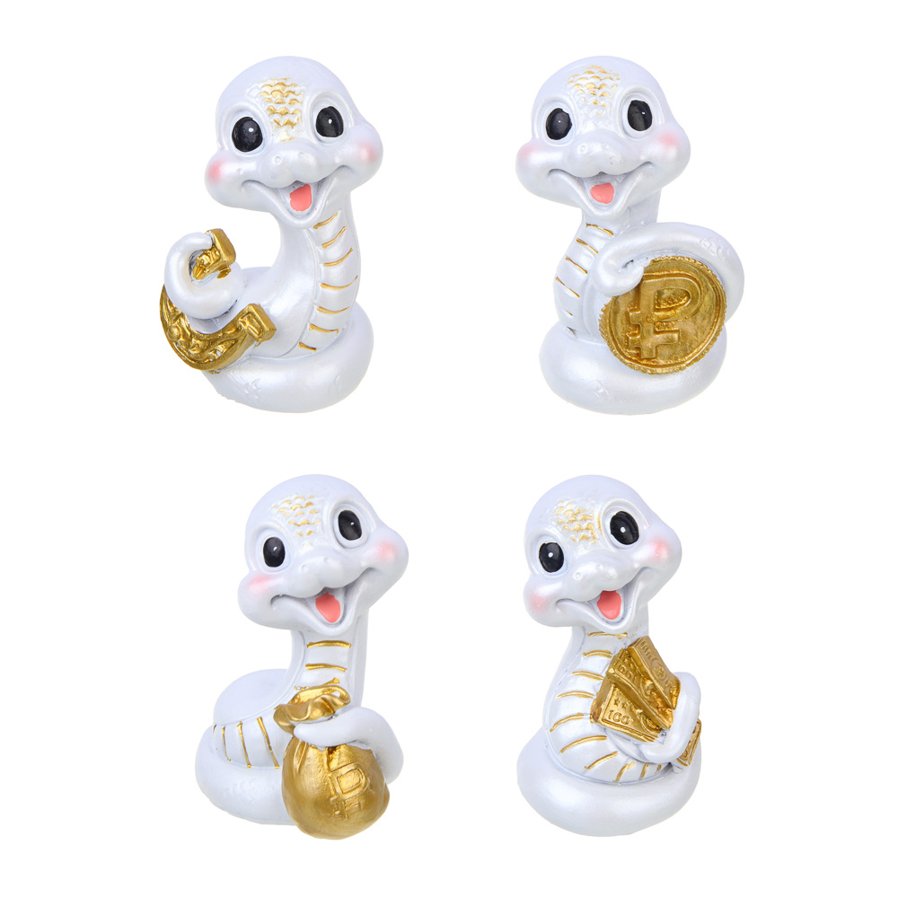 СНОУ БУМ Сувенир Символ Года, полистоун, 5х4х8 см, белый, 4 дизайна, арт.№ 398-823