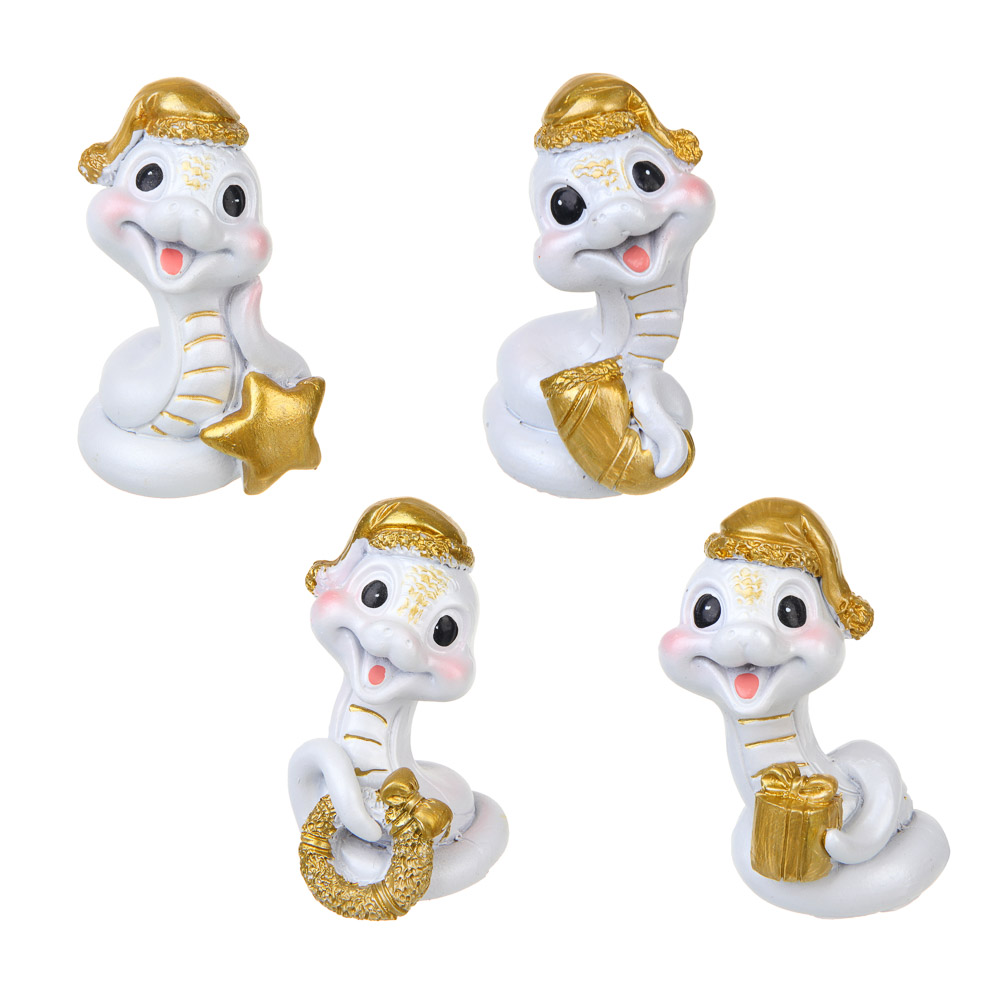 СНОУ БУМ Сувенир Символ Года, полистоун, 4х4х7 см, белый, 4 дизайна, арт.№ 398-824