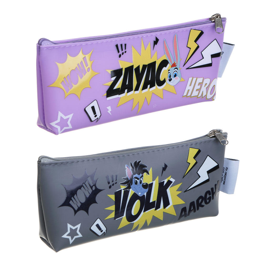 Косметичка треугольная 19,5х7,5х3 см Ну,Погоди!, 1 отделение на молнии, плотный гладкий ПВХ, бокс, 2 дизайна, арт.№ 805-020