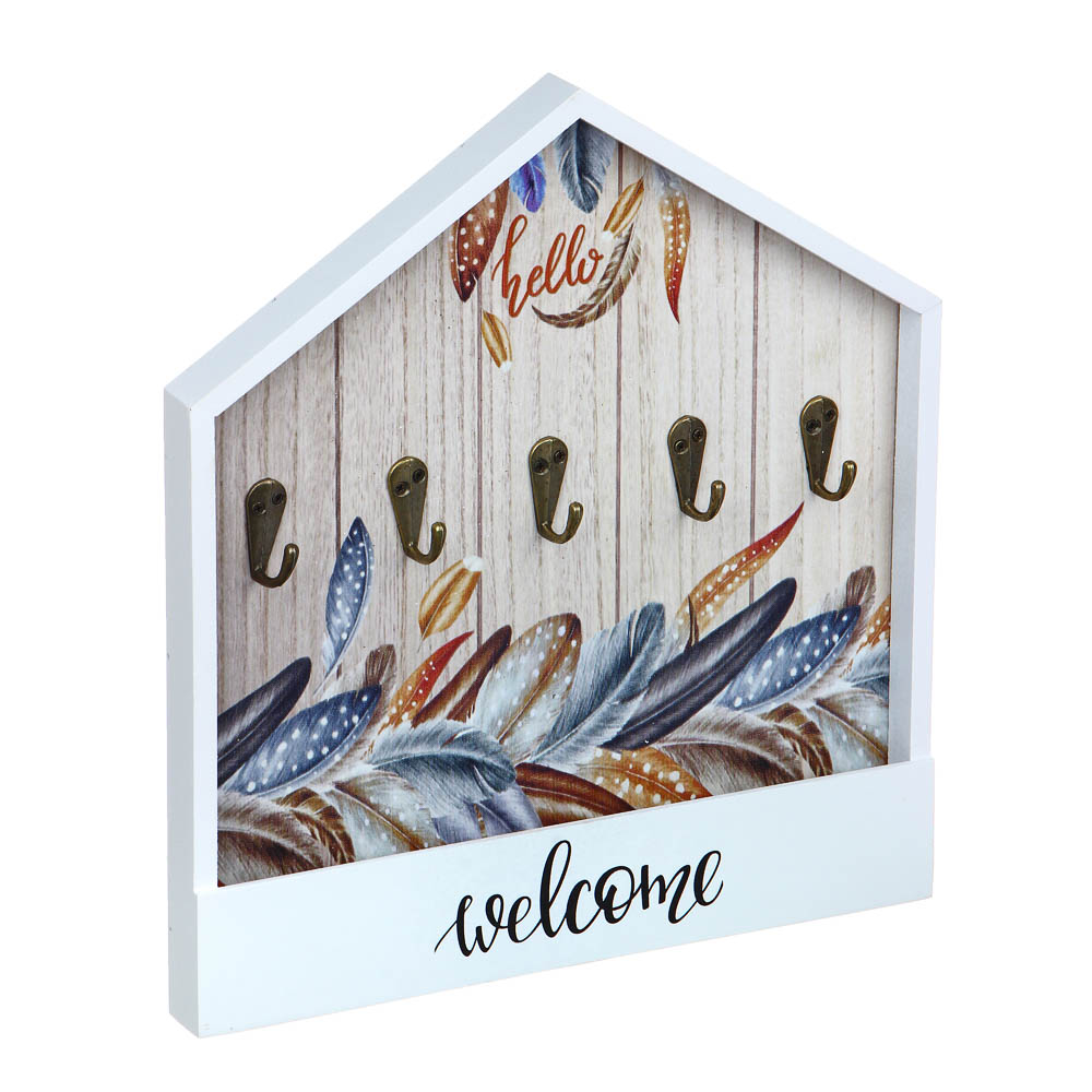 Ключница открытого типа, на 5 крючков, МДФ, 29,5х27х2,5см, 4 дизайна, арт.№ 510-101