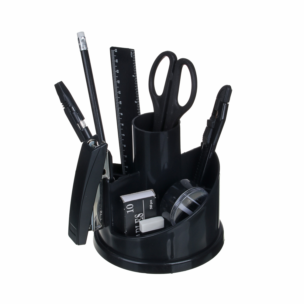 ClipStudio Настольный органайзер "Русские горки", 12 предметов, вращающийся, черный, арт.№ 595-016