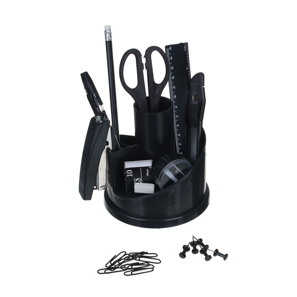 ClipStudio Настольный органайзер "Русские горки", 12 предметов, вращающийся, черный, арт.№ 595-016