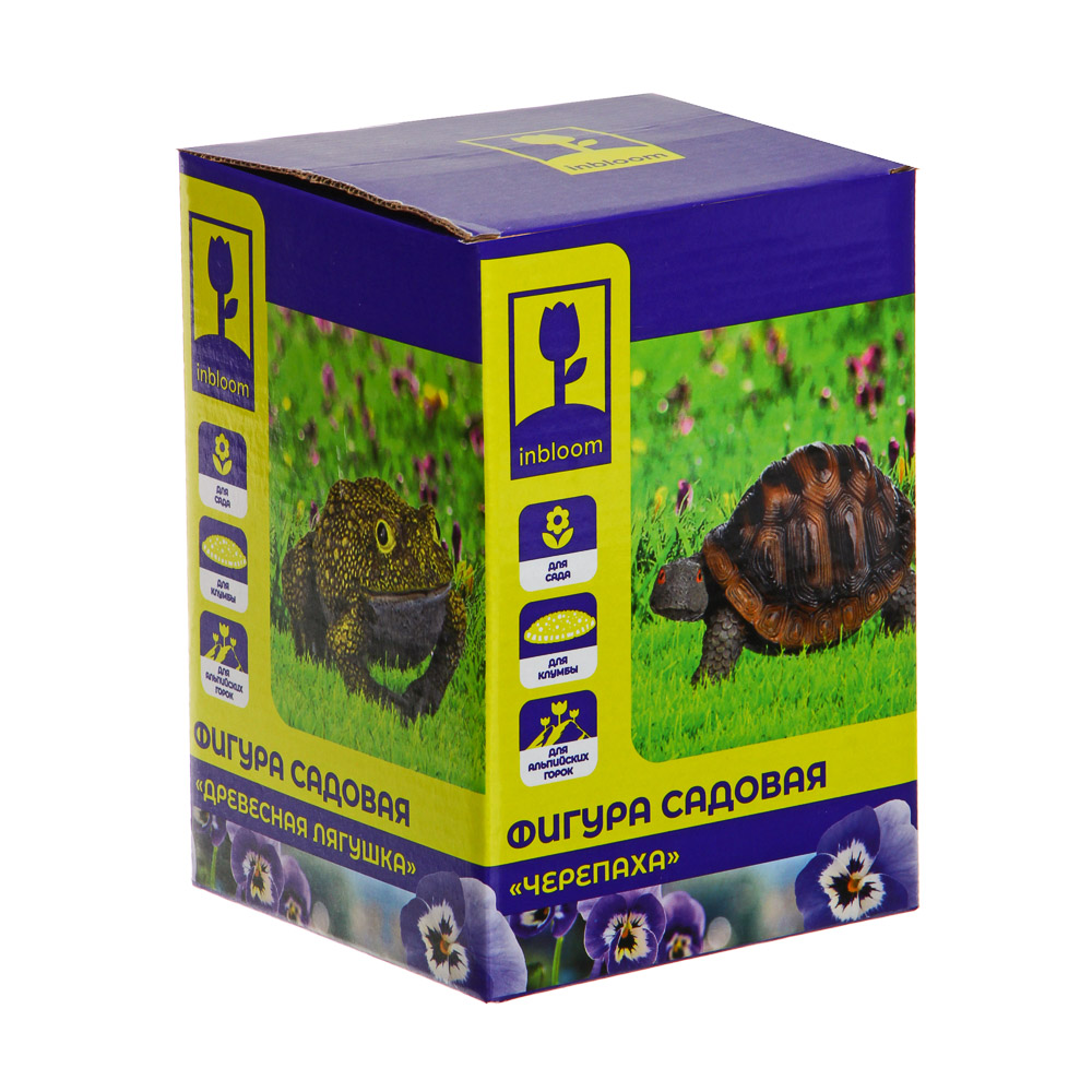 INBLOOM Фигура садовая "Улитка, лягушка, черепаха", h7-9см, полистоун, арт.№ 162-186