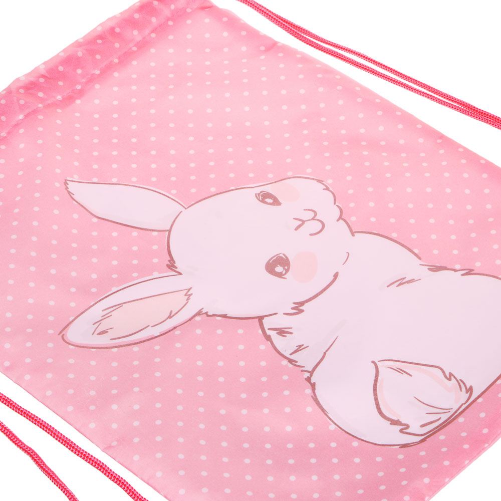 ПУШИСТЫЙ ЗАЙКА Мешок для сменной обуви на завязках, 34,8x41,5см, полиэстер, арт.№ 233-102