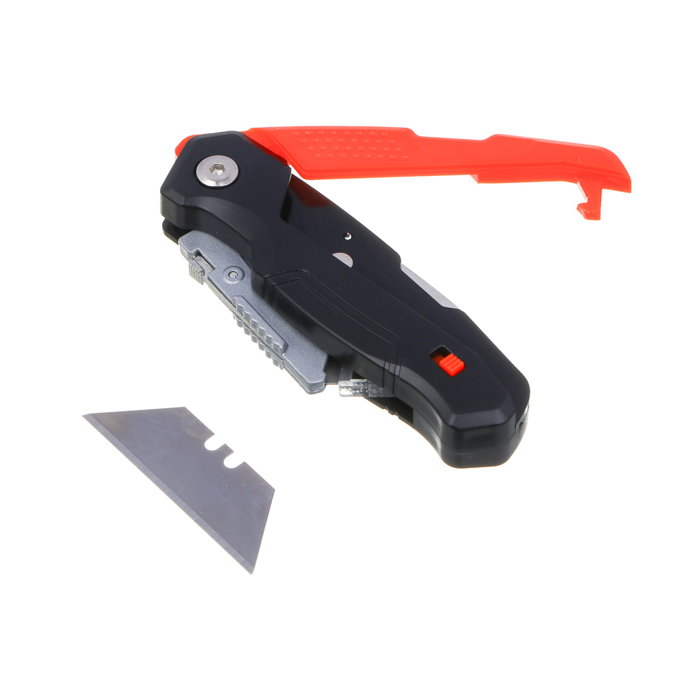 ЕРМАК Нож универсальный складной, пластик, с выдвижным лезвием 19мм трап + 4запас.лезвия, блистер, арт.№ 685-038