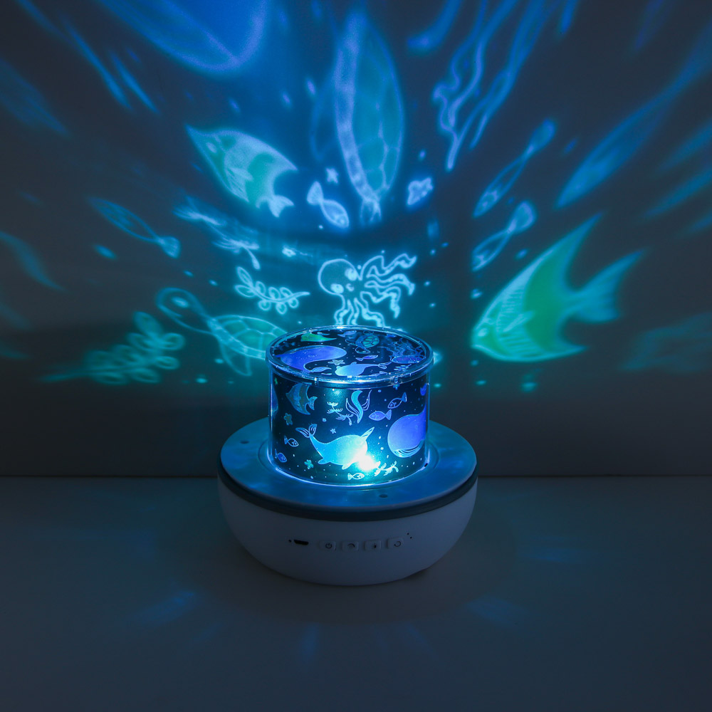 Светильник-ночник проектор BY Зайка, 6 проекций, акб. 1200mAh, USB 5В, белый, арт.№ 476-461