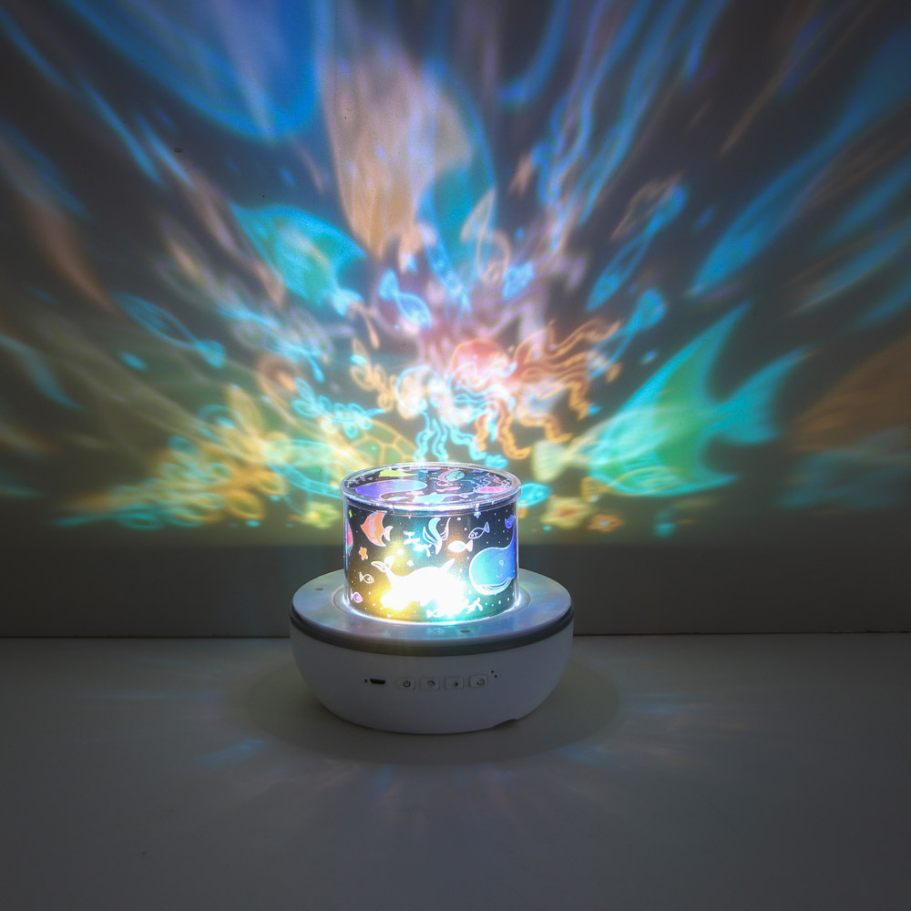 Светильник-ночник проектор BY Зайка, 6 проекций, акб. 1200mAh, USB 5В, белый, арт.№ 476-461