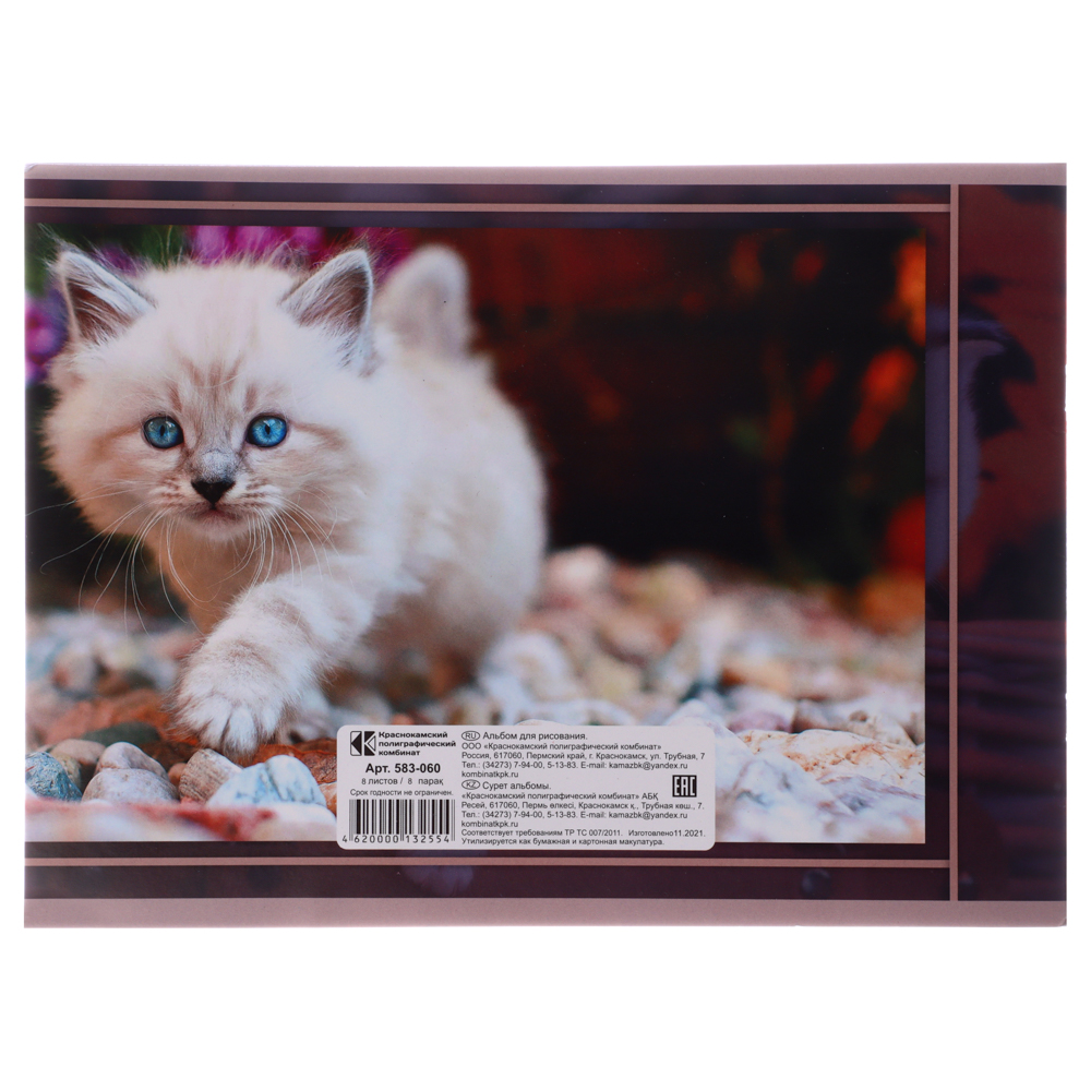 Альбом для рисования А4, 8л., 4 дизайна, арт.№ 583-060