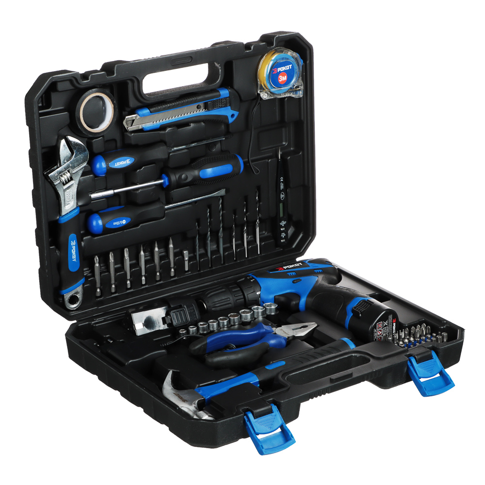 РОКОТ Набор инструментов "Профессионал" Дрель-Шуруповерт 12В, набор в кейсе 68 предметов для ремонта, арт.№ 693-020