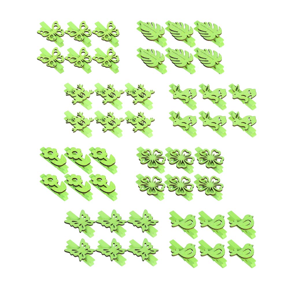 INBLOOM Декор на прищепке, 5см, МДФ, зеленый, 8 дизайнов, арт.№ 153-142