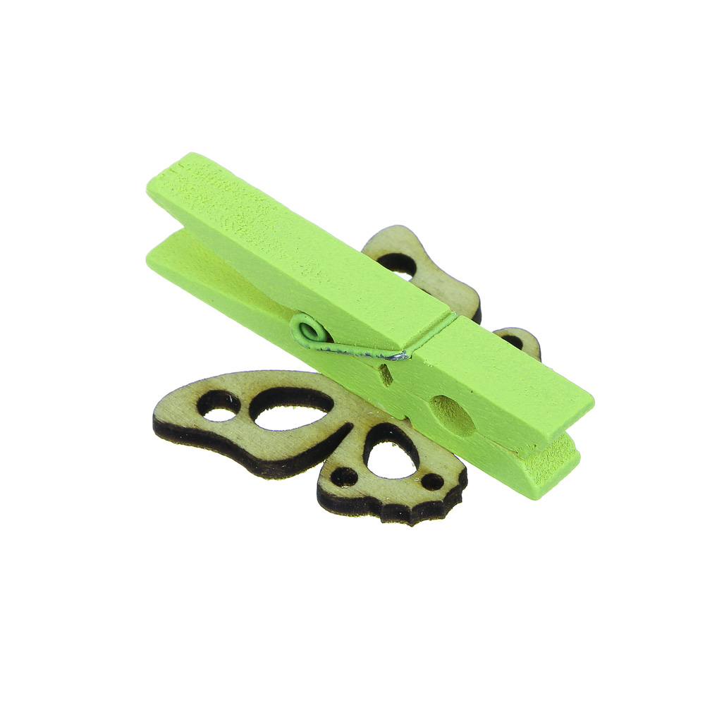 INBLOOM Декор на прищепке, 5см, МДФ, зеленый, 8 дизайнов, арт.№ 153-142