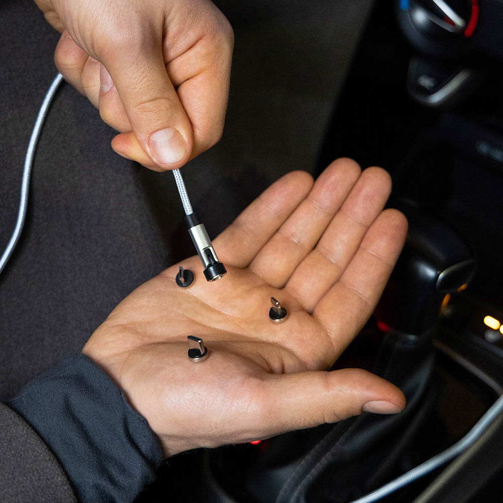 NG Кабель для зарядки магнитный поворотный 3 в 1, iP/Micro USB/Type-C, 1м, 2.4, тканевая оплетка, арт.№ 788-035