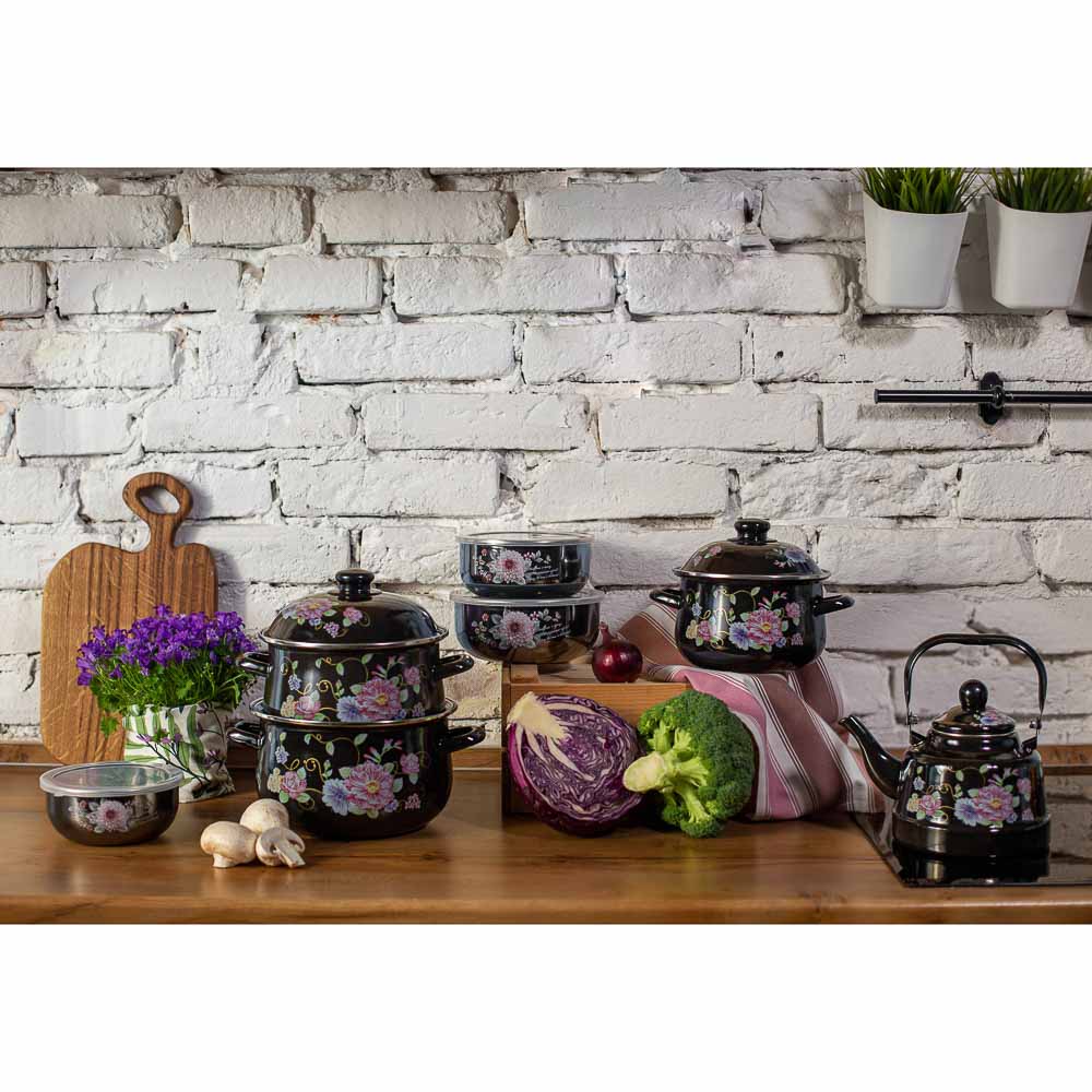 VETTA Иллюзия Кастрюля эмалированная, 22см, 3,6л, индукция, арт.№ 894-445