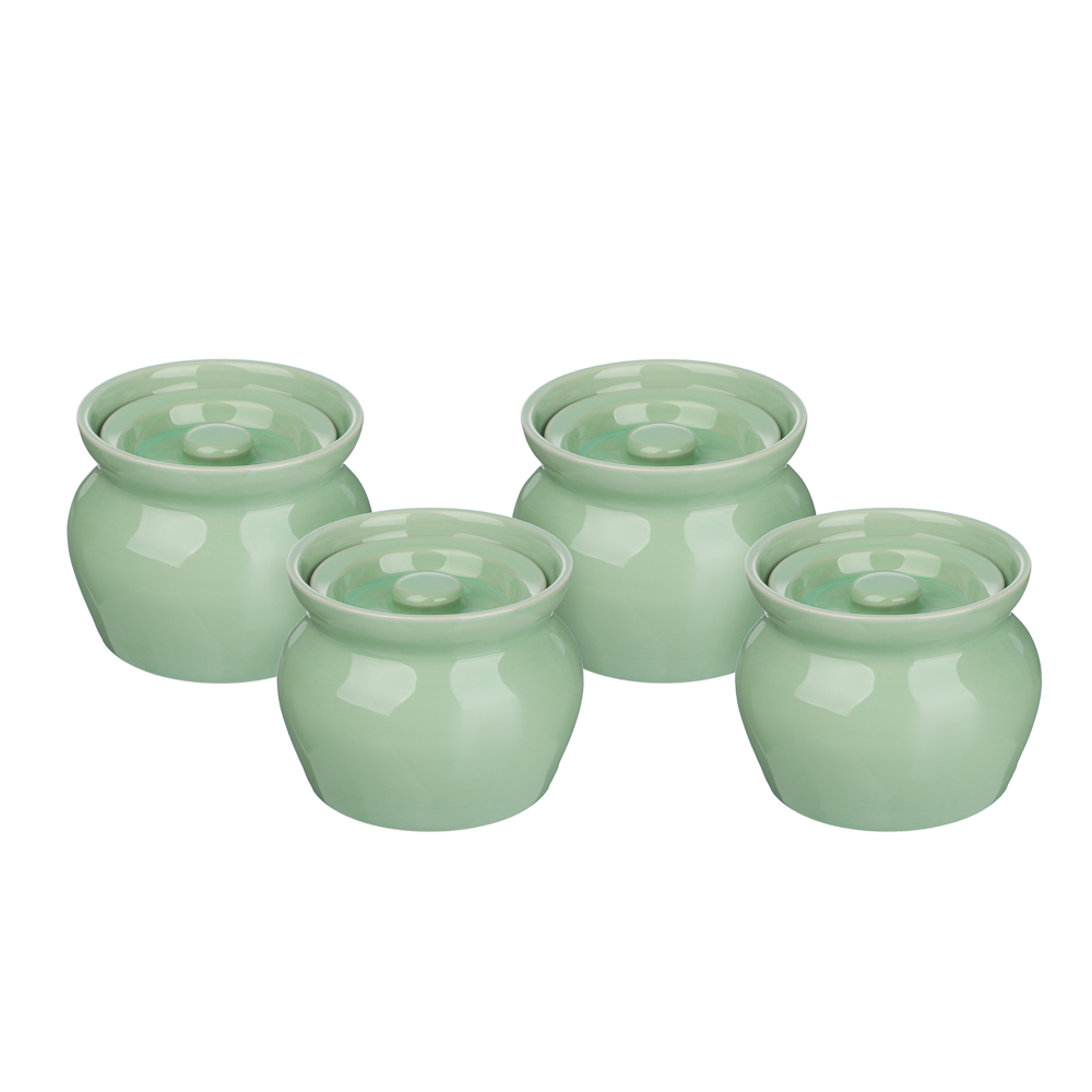 MILLIMI Набор из 4-х горшочков, 400 мл, керамика, мятный, арт.№ 824-252