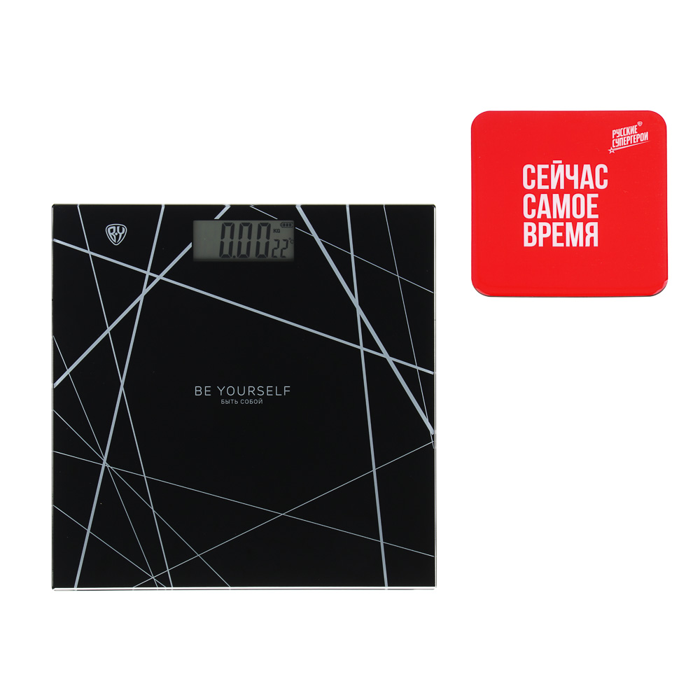 BY Русские Супергерои Весы напольные электронные, ЖК-дисплей, макс.нагр. до 180кг, 28х28х0,5см, чёрн, арт.№ 252-719