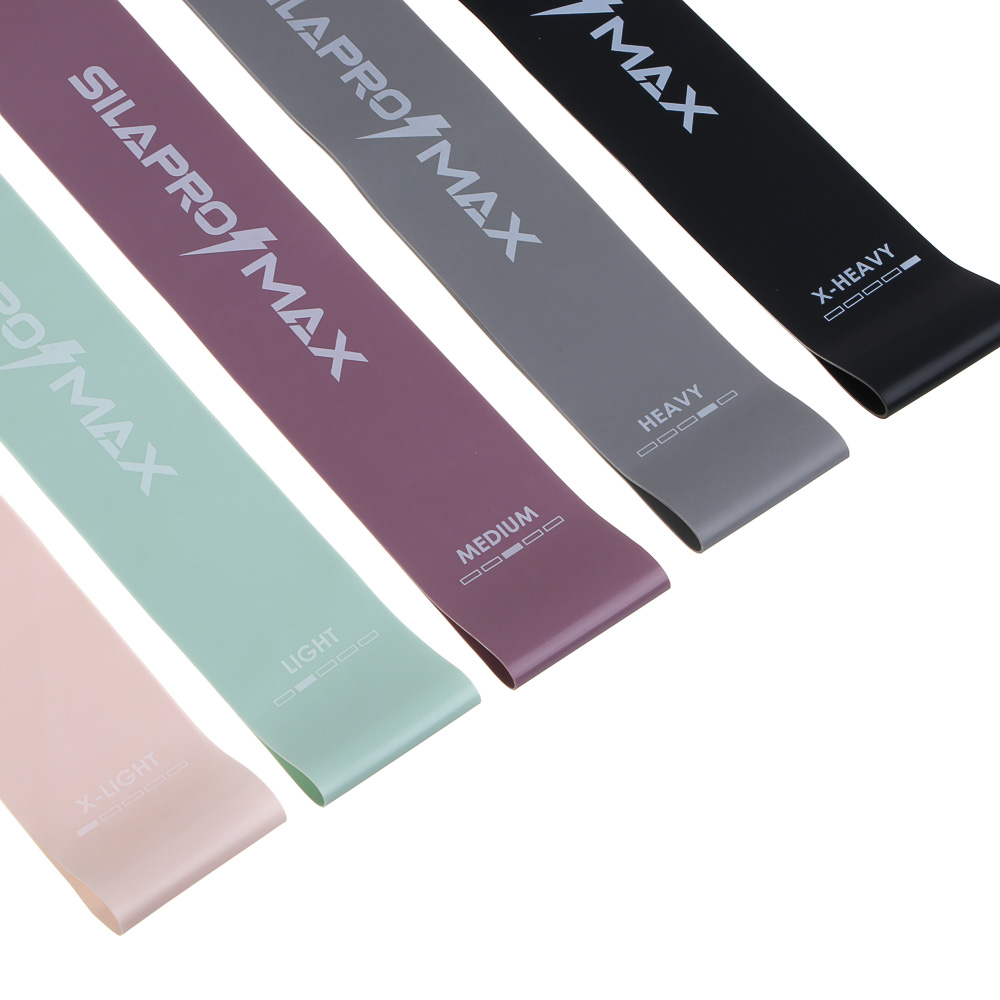 SILAPRO Max Набор фитнес резинок 5шт (5кг, 7кг, 11кг, 16кг, 21кг), 60х5см, латекс, арт.№ 093-032