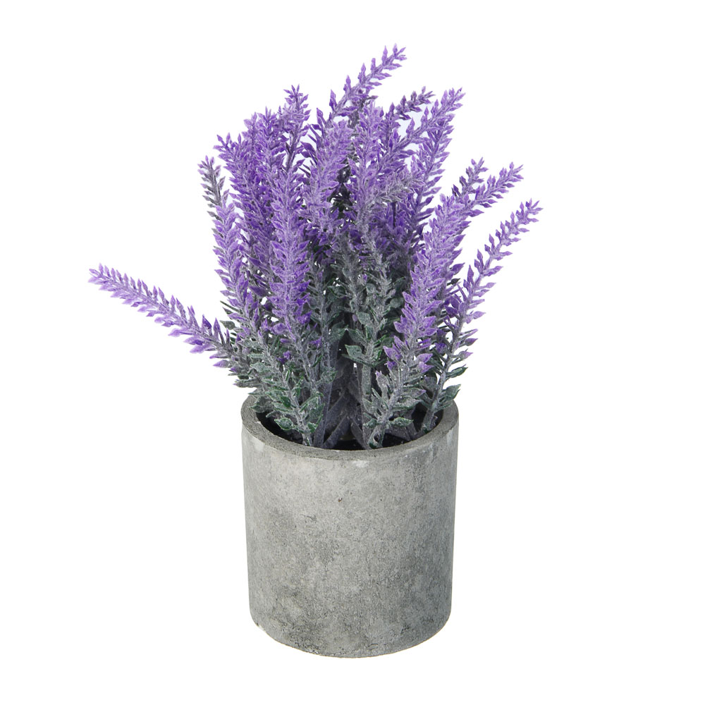 LADECOR Лаванда искусственная в кашпо, 7,5х20-21 см, пластик, целлюлоза, арт.№ 501-578