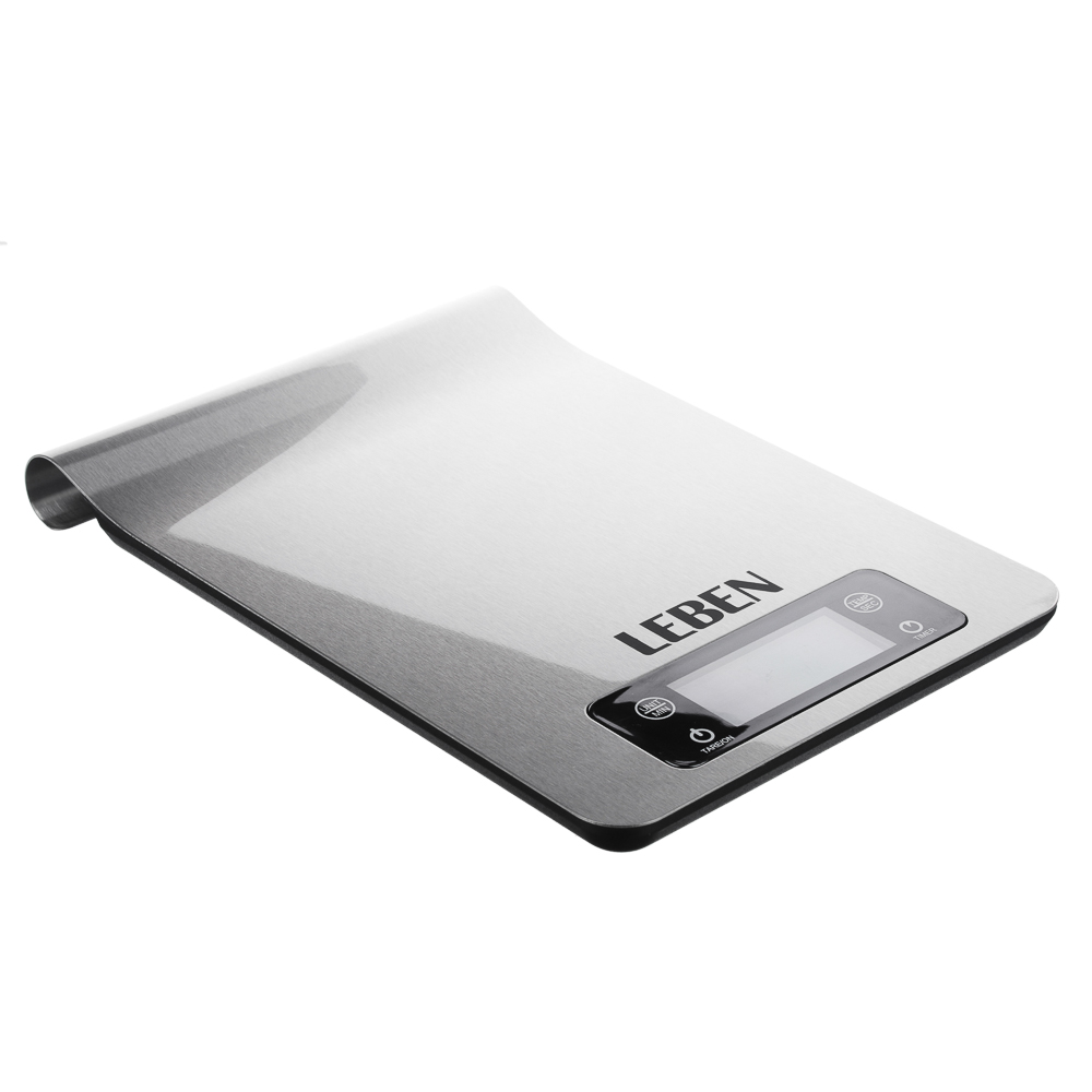 LEBEN Весы кухонные электронные, металл. на рейлинге, макс.нагрузка до 5кг (точн. измер. 1 гр), арт.№ 268-054