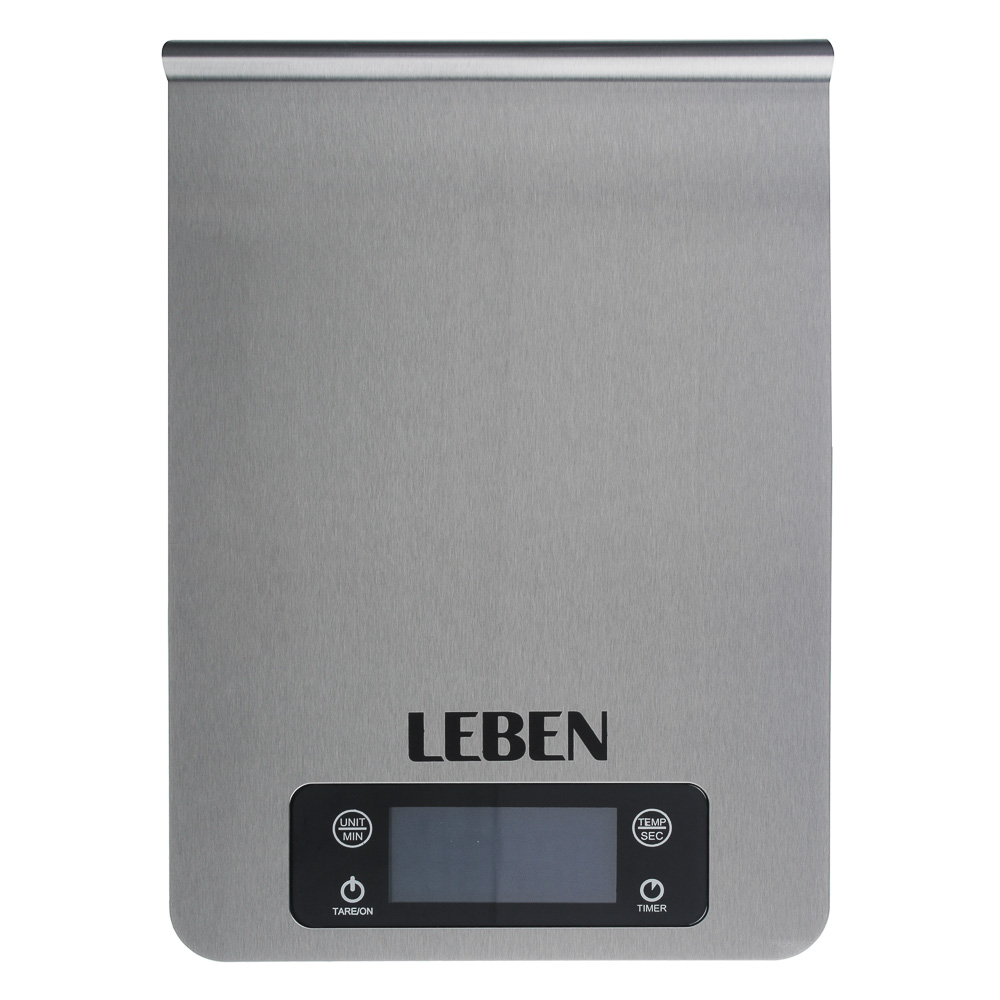 LEBEN Весы кухонные электронные, металл. на рейлинге, макс.нагрузка до 5кг (точн. измер. 1 гр), арт.№ 268-054