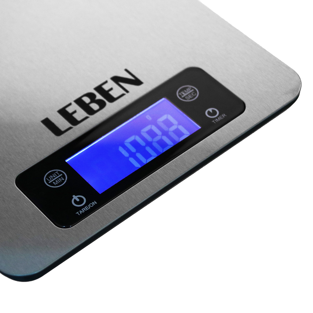 LEBEN Весы кухонные электронные, металл. на рейлинге, макс.нагрузка до 5кг (точн. измер. 1 гр), арт.№ 268-054