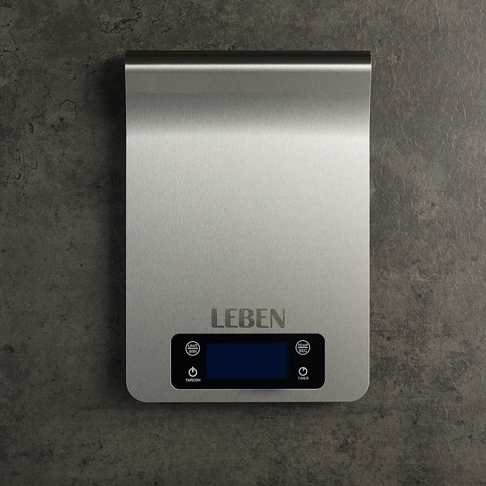 LEBEN Весы кухонные электронные, металл. на рейлинге, макс.нагрузка до 5кг (точн. измер. 1 гр), арт.№ 268-054
