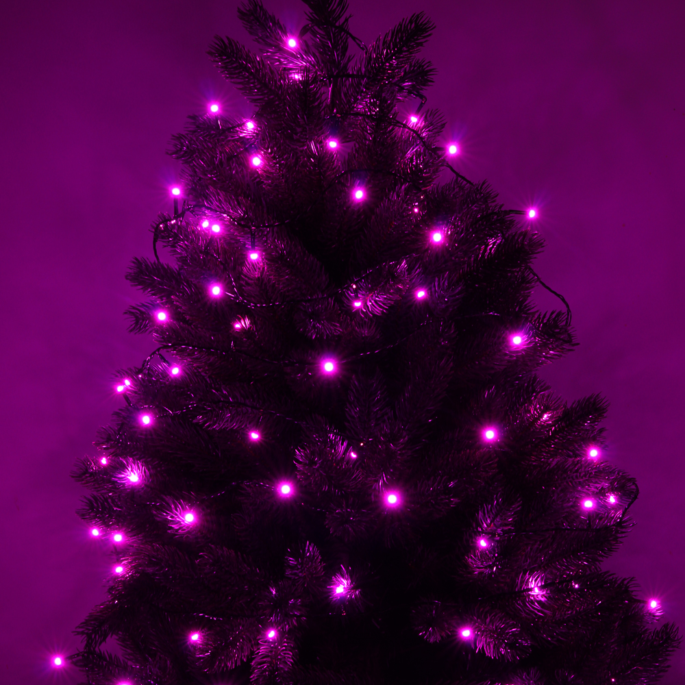 Гирлянда вьюн 20 м СНОУ БУМ, 200 LED ламп, розовое свечение (8 режимов), ПВХ чёрный, 220В, арт.№ 384-221