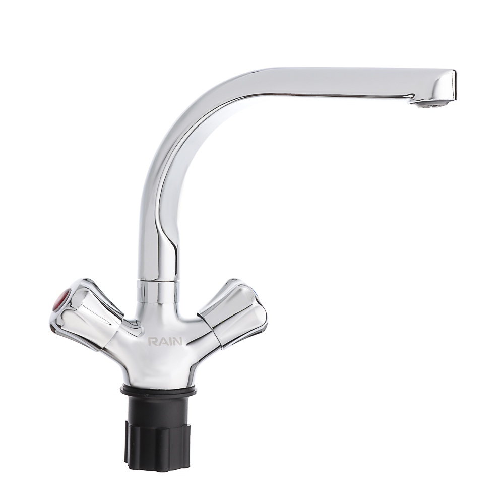 RAIN Смеситель для кухни Уран, высокий, кран-буксы 1/2, гайка, латунь, хром, арт.№ 561-016