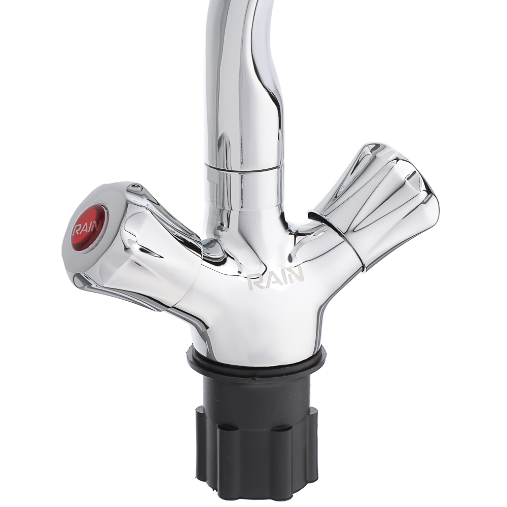 RAIN Смеситель для кухни Уран, высокий, кран-буксы 1/2, гайка, латунь, хром, арт.№ 561-016