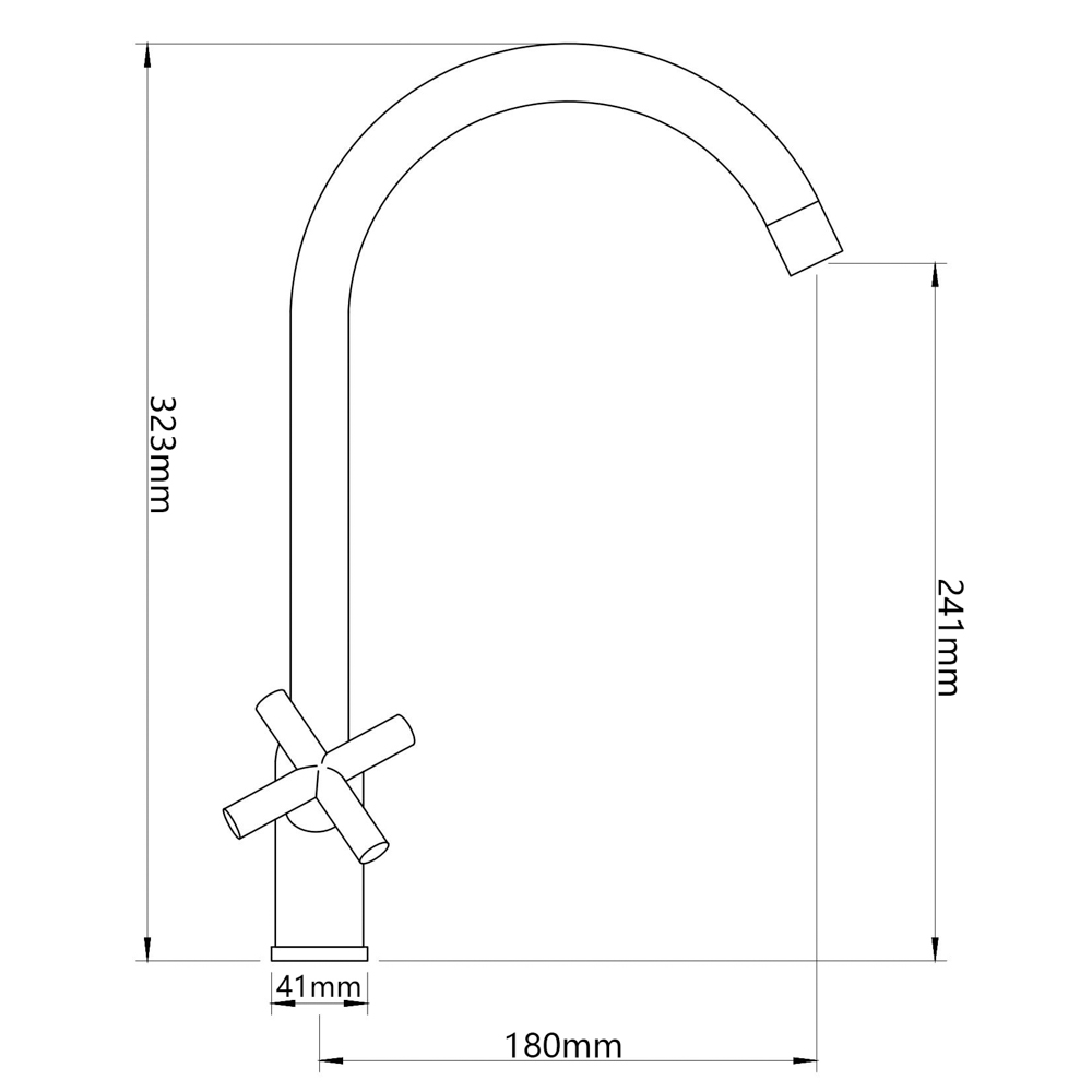 RAIN Смеситель для кухни Кристал, кран-буксы 1/2, гайка, латунь, хром, арт.№ 561-018
